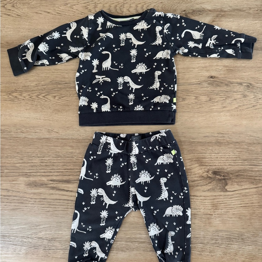 Babyface Dinosaur Print Kids Sweatshirt and Joggers Set - Black and White